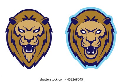 Roaring lion head mascot. Label. Logotype. Isolated on white background