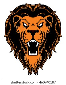 Roaring lion head mascot. Label. Logotype. Isolated on white background