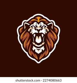 Roaring lion head mascot logo design. Lion face vector illustration

