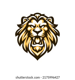 Roaring lion head mascot vector illustration. Lion logo icon