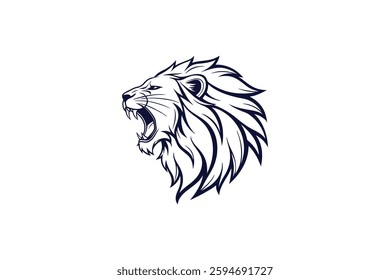 roaring lion head silhouette clip art vector illustration