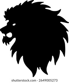 Roaring Lion Head Silhouette Vector Black Animal Clipart on White Background