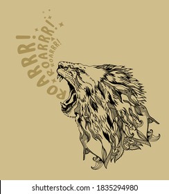 Roaring lion illustration.Great print design for t shirt.