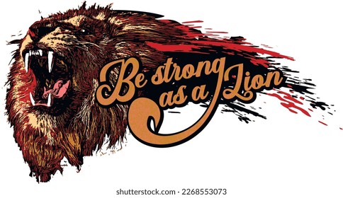 Roaring lion and lettering. Symbol for t-shirt print or tattoo.