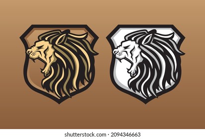 A roaring lion as a logo design material, available in color and black and white