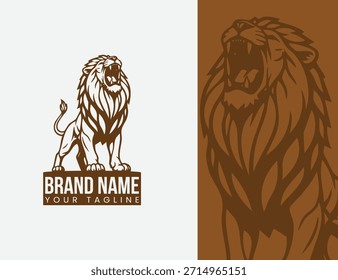 logotipo de leão rugido ou ilustração de design mascote