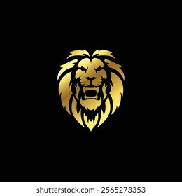 Roaring lion majestic logo icon, black silhouette, isolated on a transparent background.