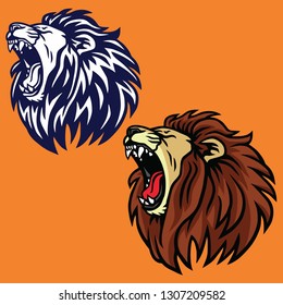 Roaring Lion Set Logo Cartoon Vector Design Template