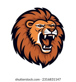 Roaring lion, symbol of strength and aggression icon isolated
