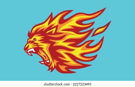 León ruidoso, vector , cililustración sobre un fondo azul claro