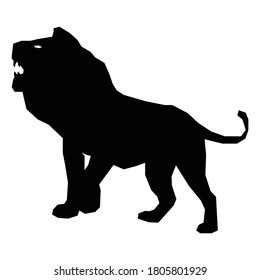 A roaring lion vector silhouette black and white.