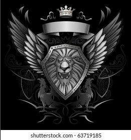 Roaring Lion Winged Shield Insignia