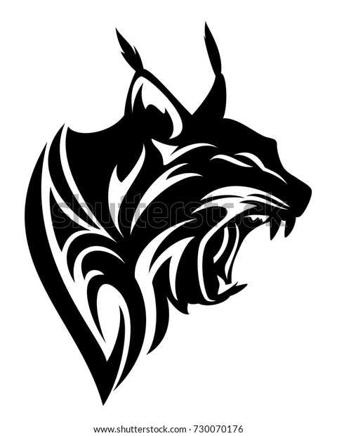 Roaring Lynx Profile Head Black White Stock Vector (Royalty Free) 730070176