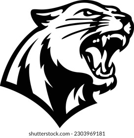 Roaring Panther Angry Look - Clipart - (Editable) Vector Illustration