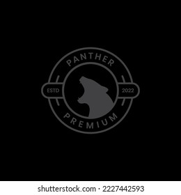 roaring panther head minimal badge logo design vector