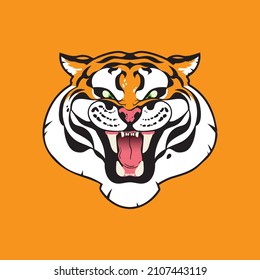 Roaring tiger. Cartoon mascot head.