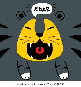 roaring tiger funny animal cartoon