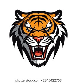 Roaring tiger head face logo illustration vector symbol