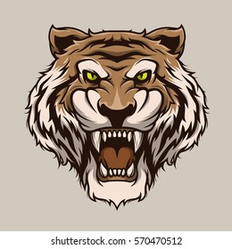 Roaring Tiger. Tiger Head Illustration Vector