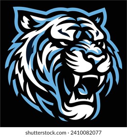 Roaring Tiger head line art illustration , tiger head