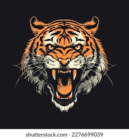 roaring tiger head logo illlustration vector 