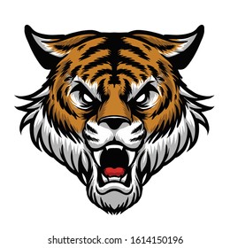 Roaring Tiger Head Mascot Design Vector Illustration