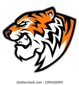 Roaring Tiger Head Mascot Illustration Vector