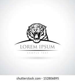 Roaring tiger label - vector illustration
