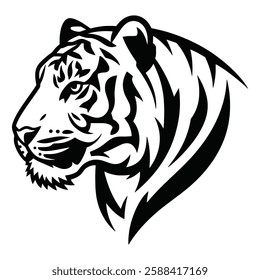 Roaring tiger logo design in a bold and dynamic vector style. Powerful and fierce expression with sharp details, perfect for sports teams, brands, and mascots.