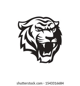 Roaring tiger logo design vector illustration