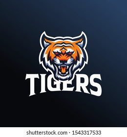 Roaring tiger logo design vector illustration