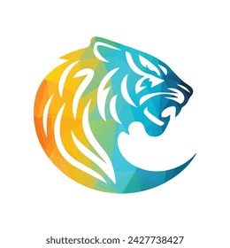 Roaring tiger logo design vector illustration