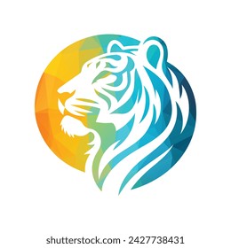 Roaring tiger logo design vector illustration