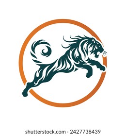 Roaring tiger logo design vector illustration