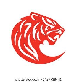Roaring tiger logo design vector illustration