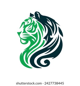 Roaring tiger logo design vector illustration