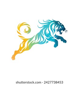 Roaring tiger logo design vector illustration