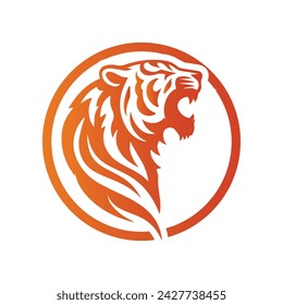 Roaring tiger logo design vector illustration