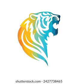 Roaring tiger logo design vector illustration