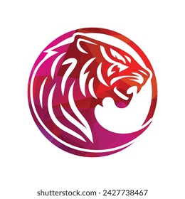 Roaring tiger logo design vector illustration