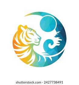 Roaring tiger logo design vector illustration
