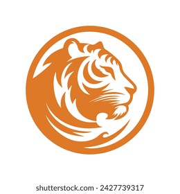 Roaring tiger logo design vector illustration