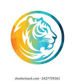 Roaring tiger logo design vector illustration