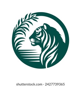 Roaring tiger logo design vector illustration