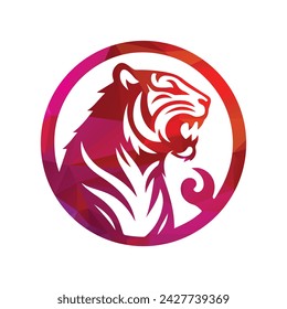 Ilustración vectorial de diseño de logotipo de tigre rugiente
