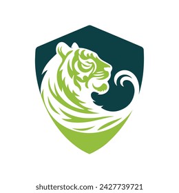 Roaring tiger logo design vector illustration