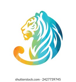 Roaring tiger logo design vector illustration