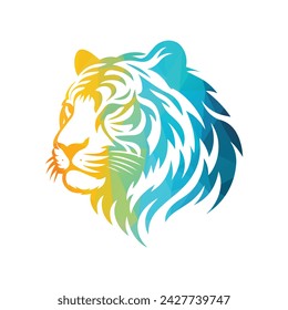 Roaring tiger logo design vector illustration