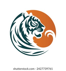 Roaring tiger logo design vector illustration