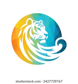 Ilustración vectorial de diseño de logotipo de tigre rugiente